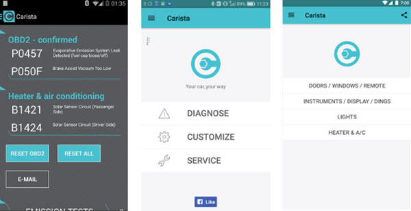 Carista OBD2 aplikacija za android